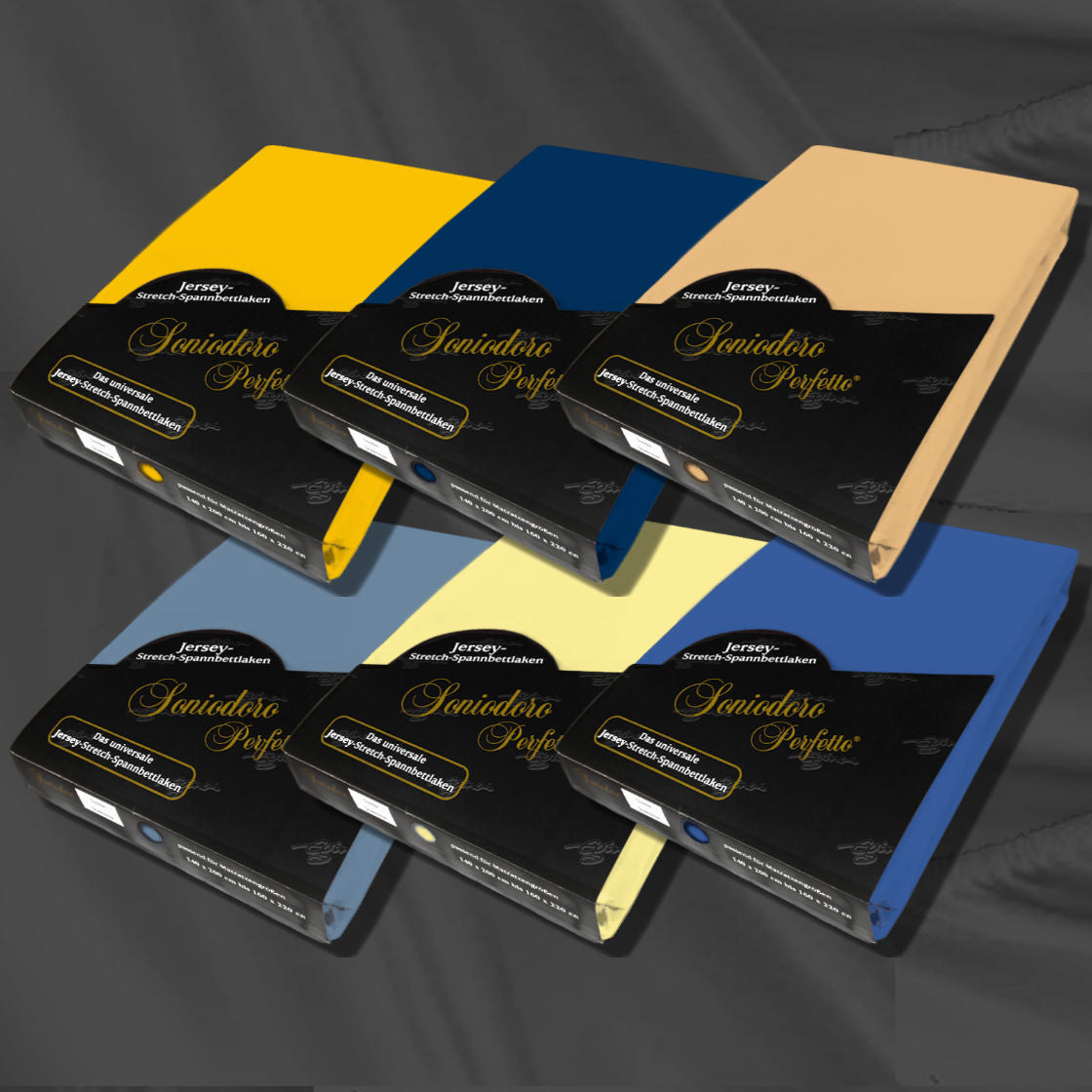 Jersey stretch knit sheets in blue and yellow shades as 2025 top interior design colors - Egino