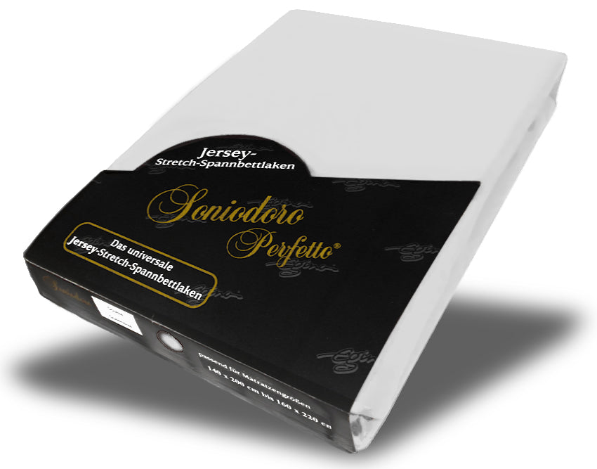 EGINO silver jersey knit stretch sheet (29-Silver) in retail packaging, on white background
