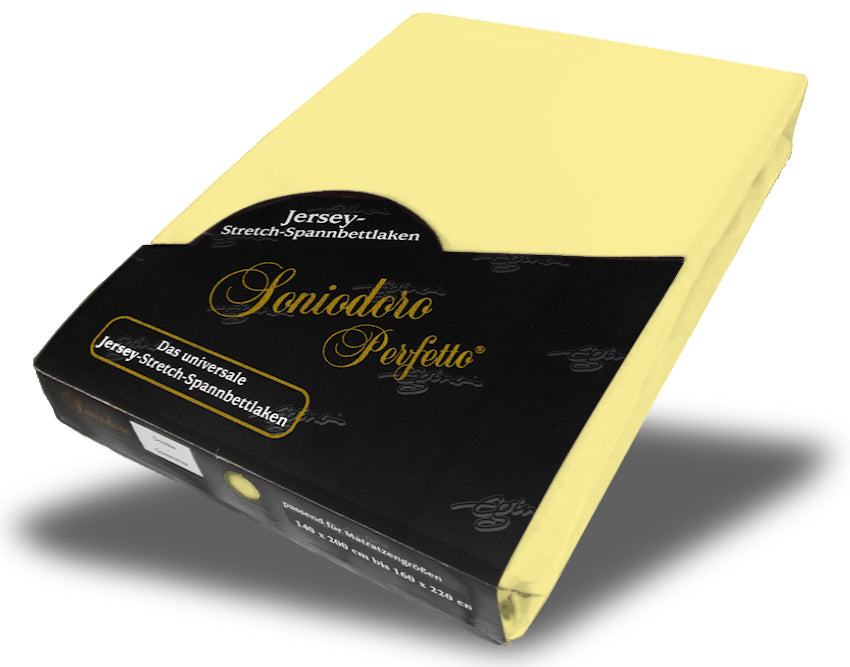 EGINO sun jersey knit stretch sheet (24-Sun) in retail packaging, on white background
