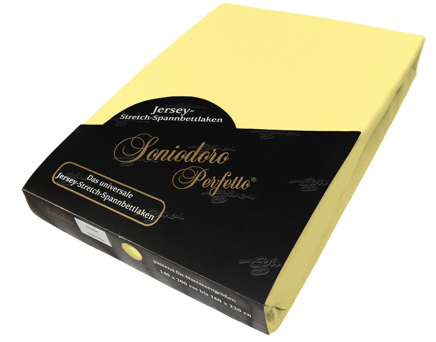 EGINO sun jersey knit stretch sheet (24-Sun) in retail packaging, on white background